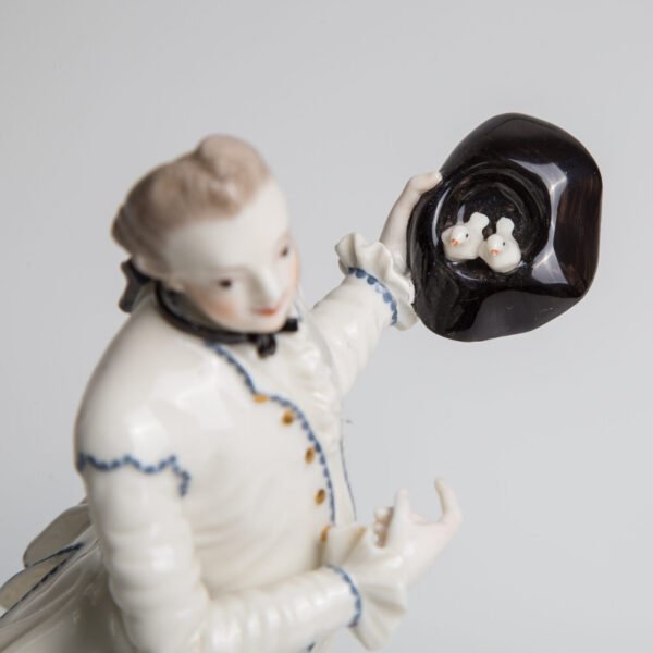 Par De Esculturas Alemãs Frankenthal - Casal Com Pássaros - Imagem 5