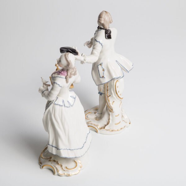 Par De Esculturas Alemãs Frankenthal - Casal Com Pássaros - Imagem 8