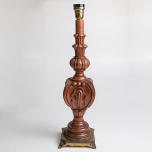 Abajur De Mesa Em Madeira E Bronze