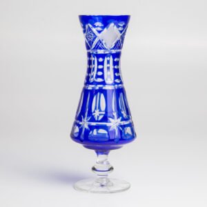 Vaso em cristal lapidado azul