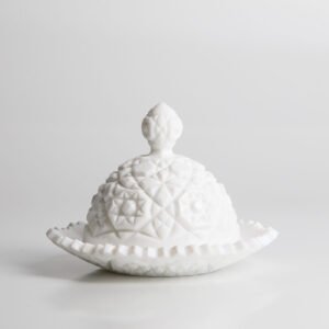 Manteigueira Em Milk Glass