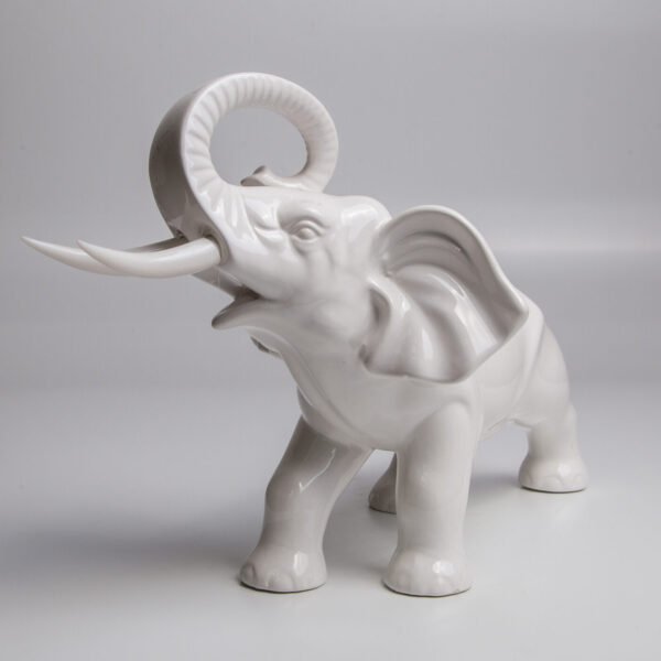 Escultura Em Cerâmica Esmaltada - Elefante