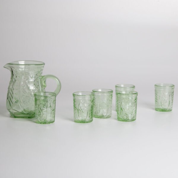 Conjunto De Jarra E Copos Em Vidro Verde - Imagem 4