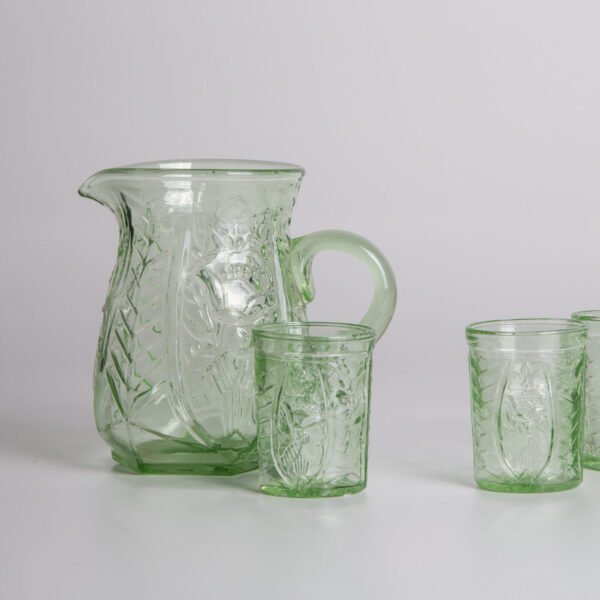 Conjunto De Jarra E Copos Em Vidro Verde - Imagem 6