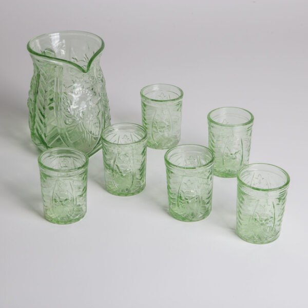 Conjunto De Jarra E Copos Em Vidro Verde - Imagem 3