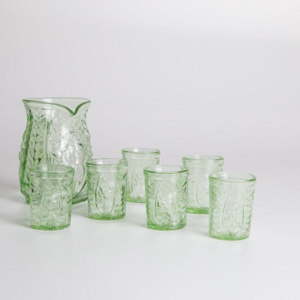 Conjunto De Jarra E Copos Em Vidro Verde - Imagem 2