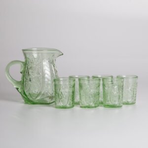 Conjunto De Jarra E Copos Em Vidro Verde