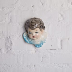 Escultura De Parede Em Cerâmica - Anjo/azul