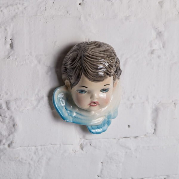 Escultura De Parede Em Cerâmica - Anjo/azul - Imagem 3