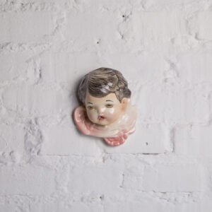 Escultura De Parede Em Cerâmica - Anjo/ Rosa