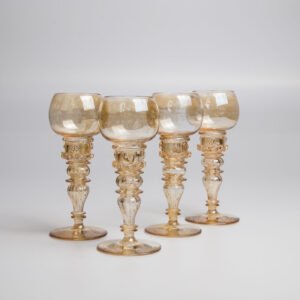 Conjunto De Cálices Em Cristal Europeu Ocre