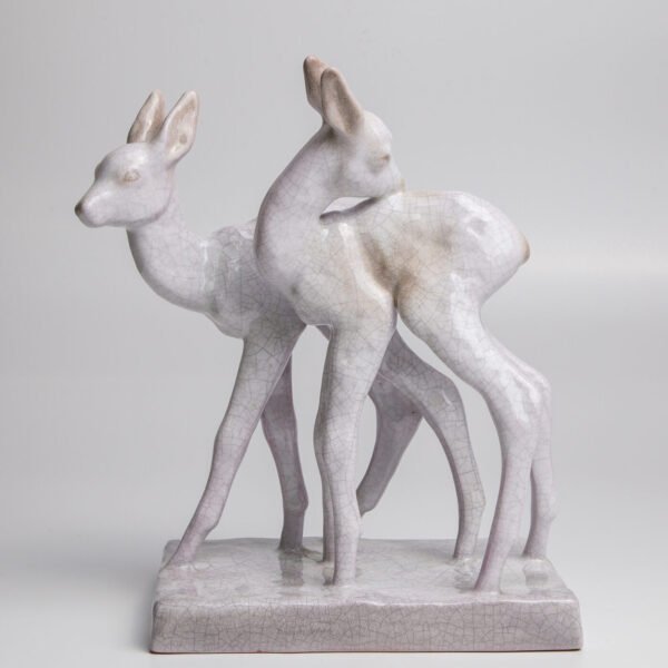 Escultura Em Cerâmica Majólica Karlsruhe - Veados
