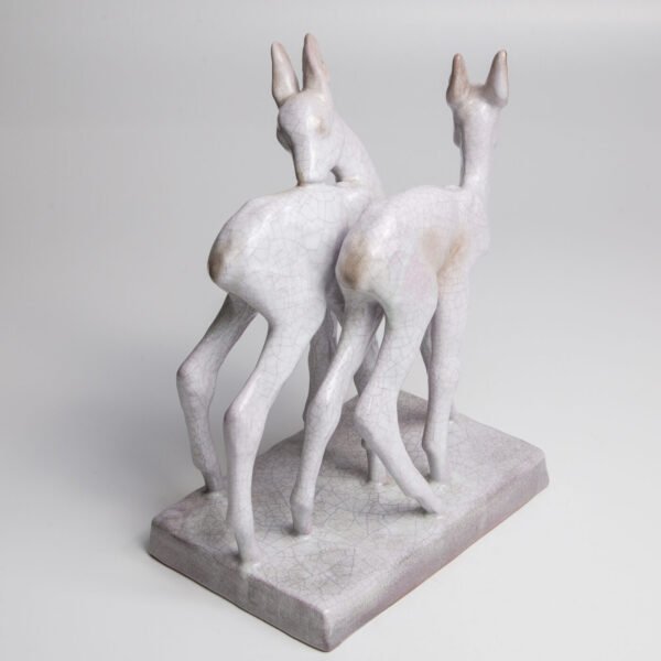 Escultura Em Cerâmica Majólica Karlsruhe - Veados - Imagem 4