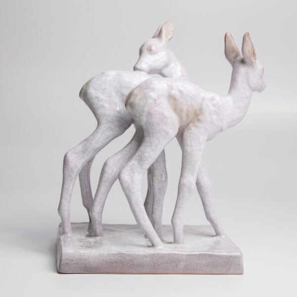 Escultura Em Cerâmica Majólica Karlsruhe - Veados - Imagem 3