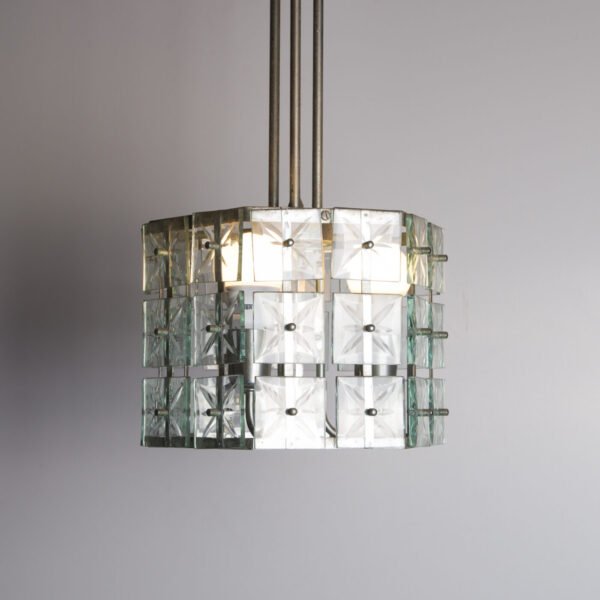 Luminária Pendente Em Metal Cromado E Pastilhas Em Cristal Lapidado - Imagem 2