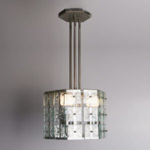 Luminária Pendente Em Metal Cromado E Pastilhas Em Cristal Lapidado