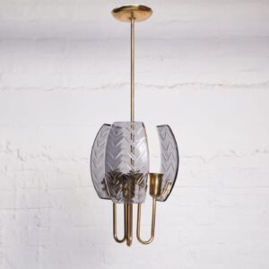 Lustre Em Cristal Fumê Lapidado