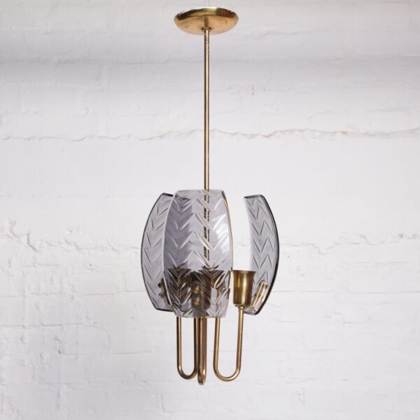 Lustre Em Cristal Fumê Lapidado