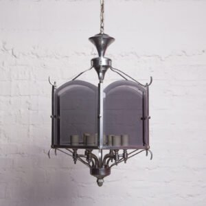 Luminária Pendente Em Vidro Fumê E Metal Cromado