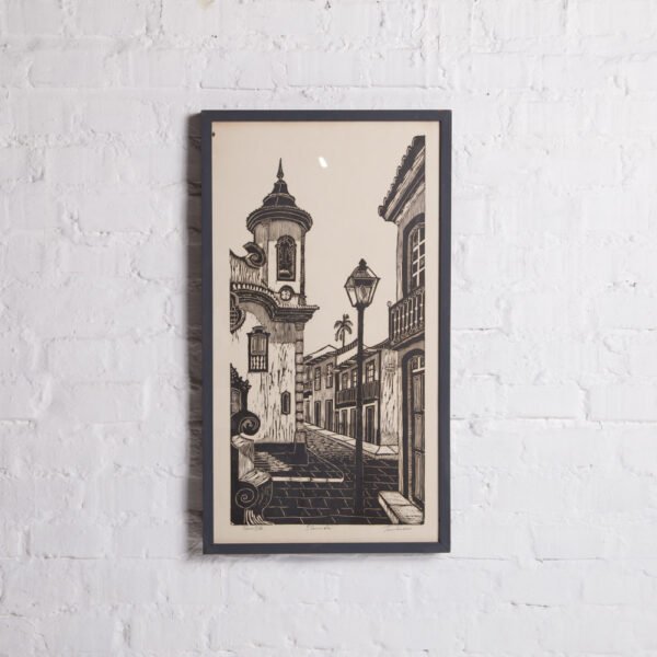 Quadro Com Xilogravura - Toninho Aco