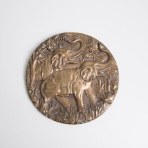 Placa Em Bronze Fundido - Elefantes