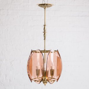Lustre Pendente Em Bronze E Cristal Rosé