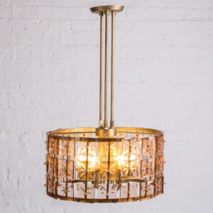 Lustre Pendente em Latão e Cristal