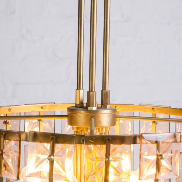 Lustre Pendente em Latão e Cristal - Imagem 2