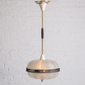 Lustre Pendente Anos 60 em Latão Vidro Jateado
