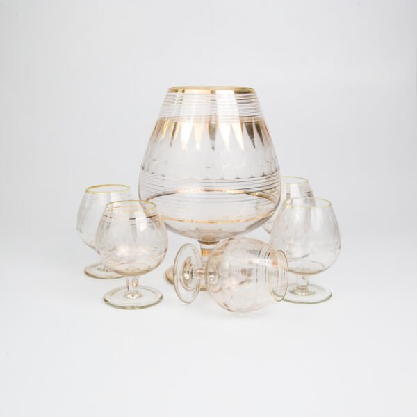 Conjunto de Poncheira e Taças em Cristal