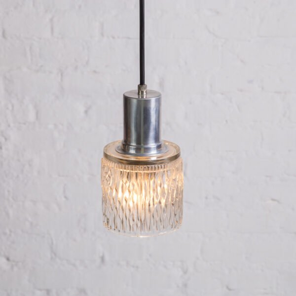 Lustre Pendente em Metal Cromado e Vidro Prensado - Imagem 4